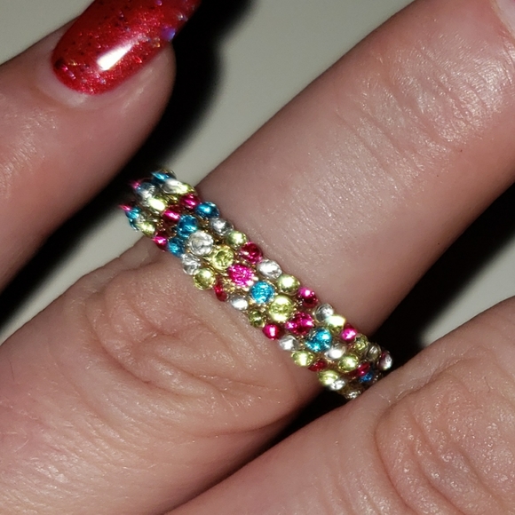 Andante Multi Color Austrian Crystal Set of 3 Stackable Rings - Picture 4 of 10